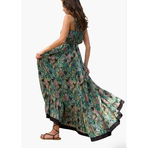 BAROK Maxi Dress Kitsch & Pop Edition Floral Print Cross Neck Tiered Large Lined - Picture 9 of 15